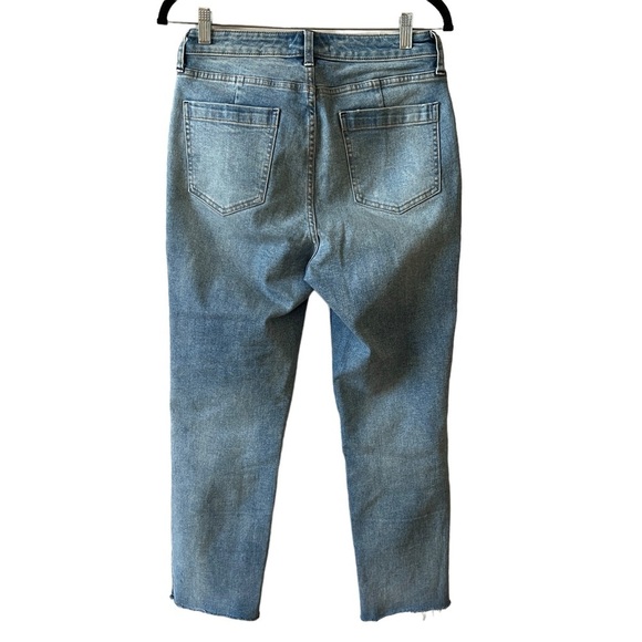 WE THE FREE FREE PEOPLE CROPPED JEANS FRAY HEM RIGID DENIM MED WASH BLUE 29 - Picture 4 of 12